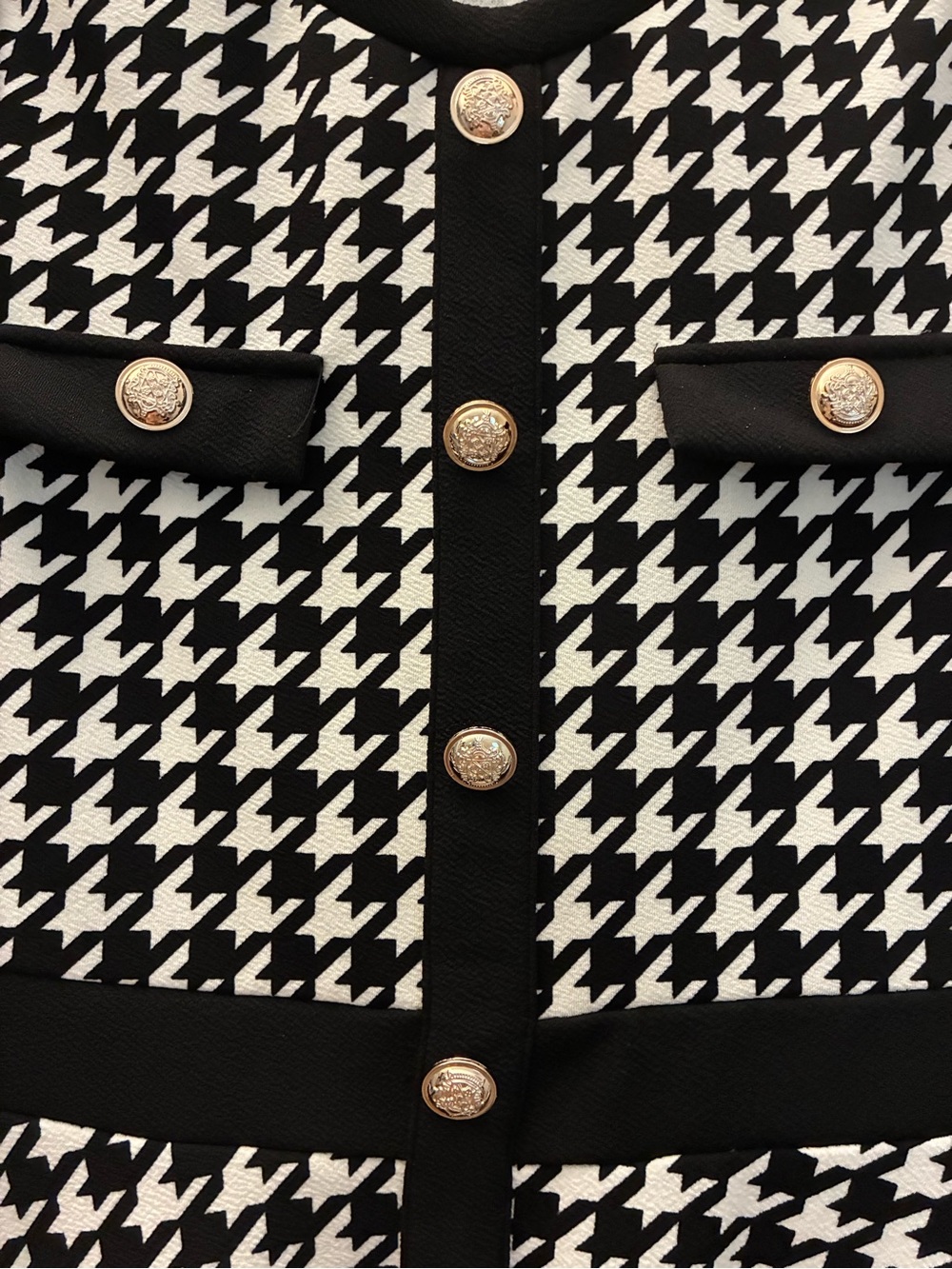 SHEIN Black and White Houndstooth Long Sleeve Dress - Picture 2 of 4
